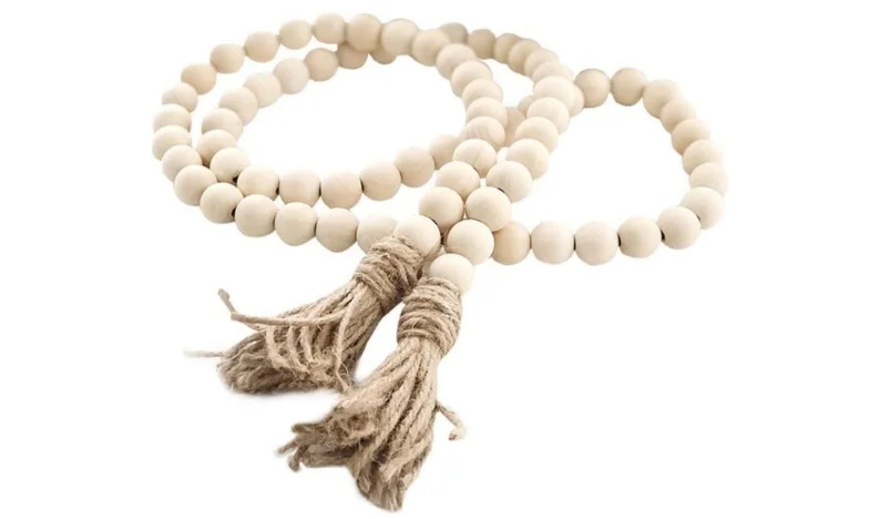 Farmhouse Beads 58in Wood Bead Garland with Tassels - Rustic Country Decor Review